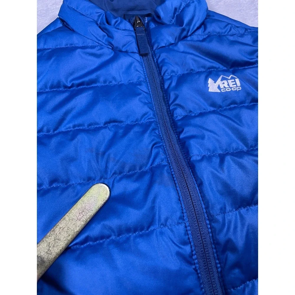 REI Co-op Down Puffer Vest Kids Medium 10-12 Blue Packable Lightweight